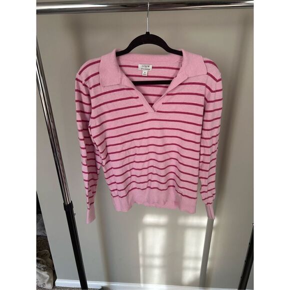J. Crew With Cashmere Sweater Size Small Pink Stripes - Picture 1 of 7